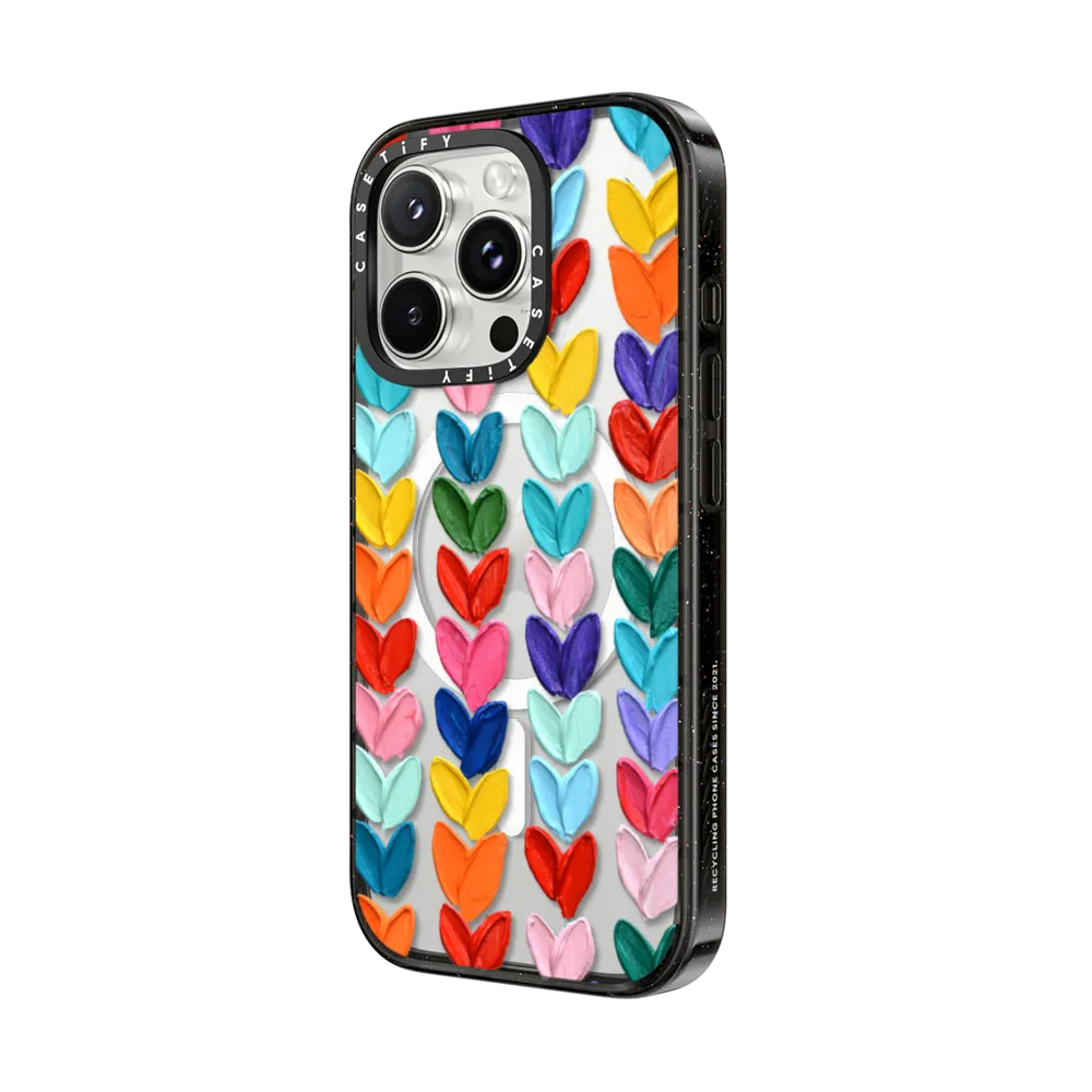 Clear Polka Daub Hearts with MagSafe